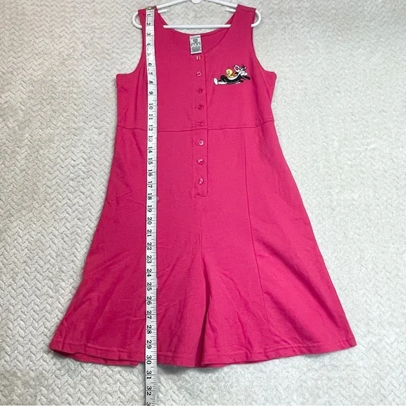 Warner Bros 1994 Looney Tunes Embroidered Pink Romper Girls Large 90s Kidcore - Picture 8 of 12